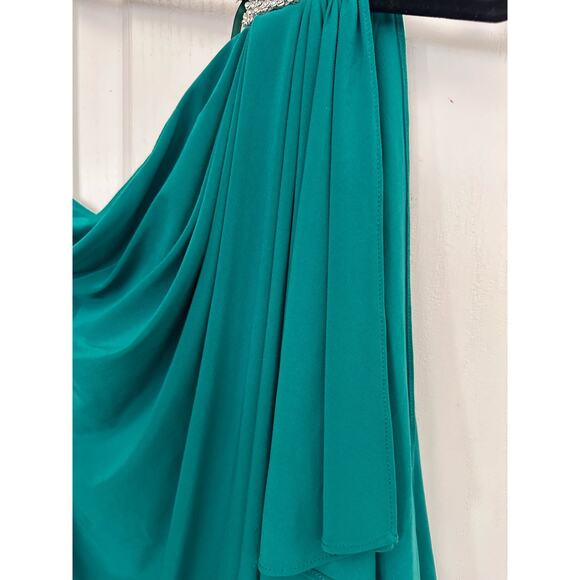 VTG Cache Dress Rhinestone One Shoulder Cocktail Mini Green Women’s Y2K Size 2 - Picture 4 of 9